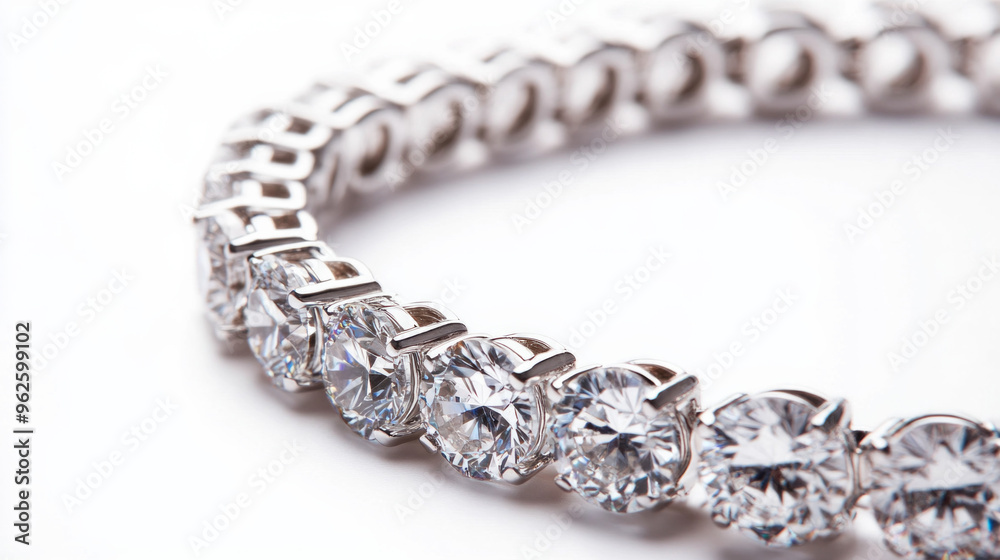 A long silver chain with many diamonds on it A long silver chain with many diamonds on it