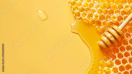 Honey dipper, border, background wallpaper, blank in the middle, minimalism, negative space, used for postcard template