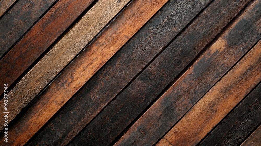 Abstract background featuring diagonal wooden planks in varying shades of brown, creating a dynamic pattern
