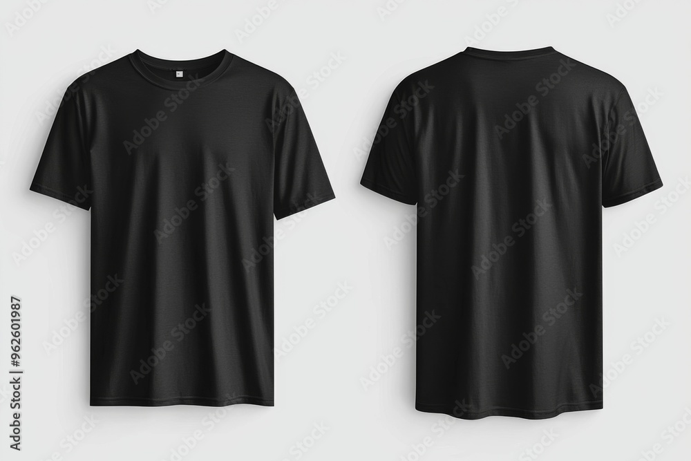 Black Tshirt Mockup Front and Back Isolated created with Generative AI Black Tshirt Mockup Front and Back Isolated created with Generative AI