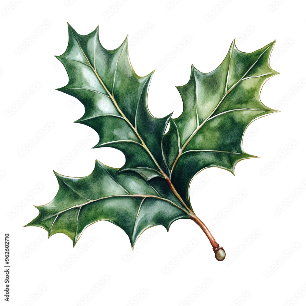 Fototapeta premium A vibrant green holly leaf.