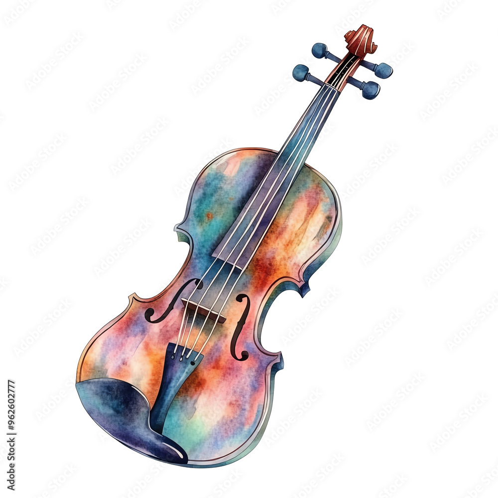Fototapeta premium A vibrant watercolor violin.