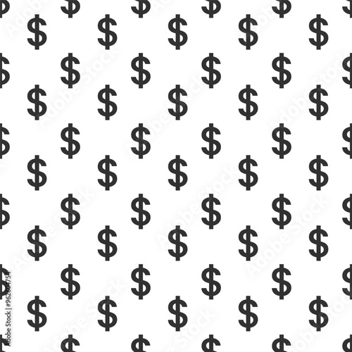 dollar sign seamless pattern in black with transparent background