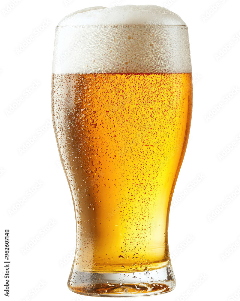 Tall beer glass isolated on transparent background