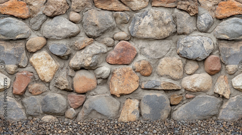 Decorative stone wall background with mixed materials, including bricks and pebbles for added texture. Decorative stone wall background with mixed materials, including bricks and pebbles for added texture.