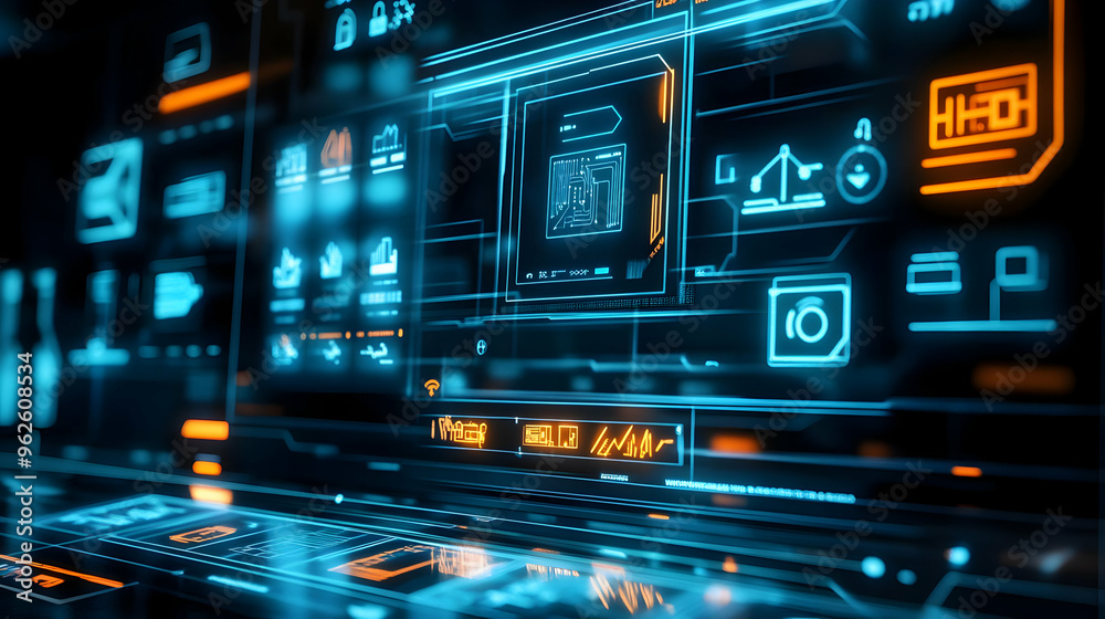 Fototapeta premium Futuristic Digital Interface - 3D Illustration