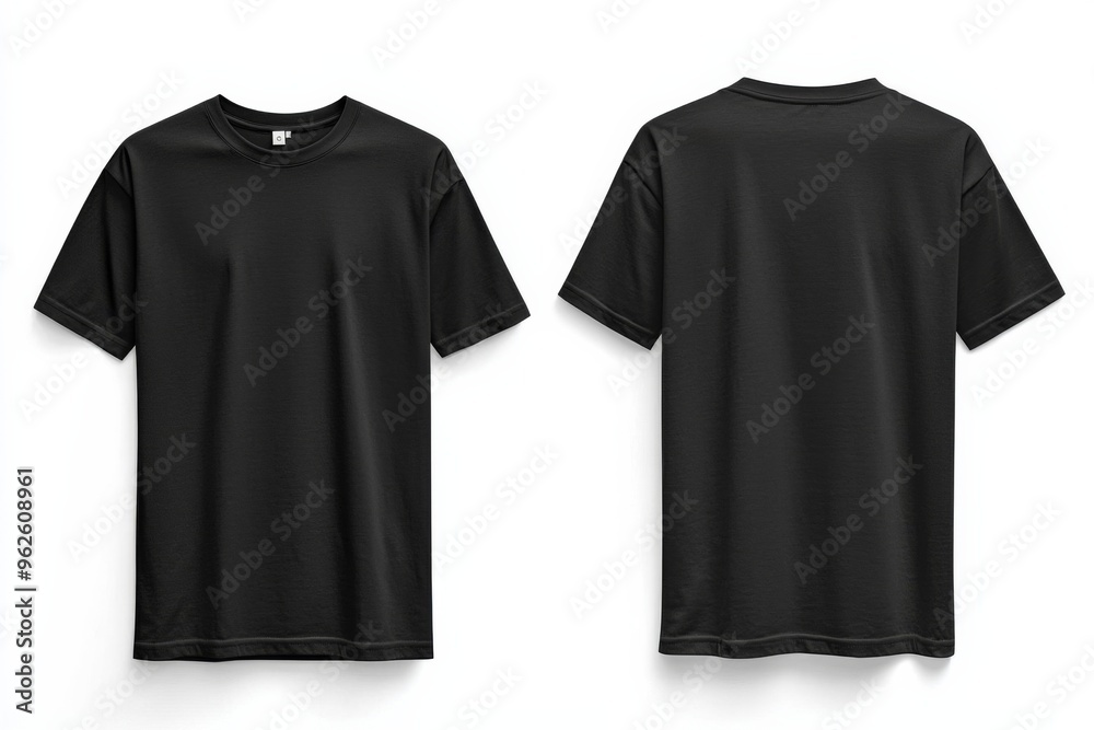 Black Tshirt Mockup Front and Back Isolated created with Generative AI Black Tshirt Mockup Front and Back Isolated created with Generative AI