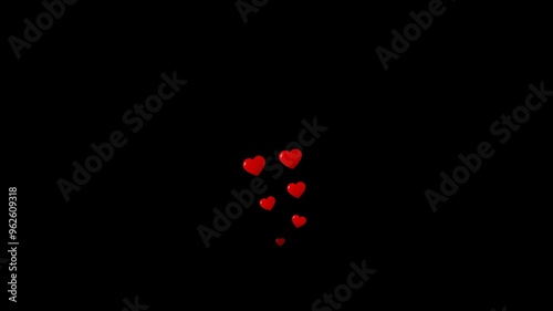 Pop up hearts reveal on transparent background