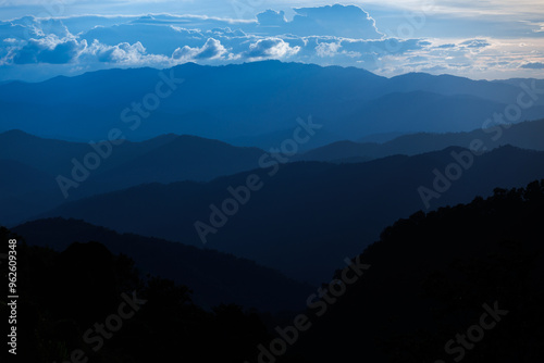 Canvas Print landscape blue mountains in the morning