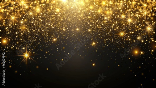 Falling golden sparkles on black background, gold, sparkles, falling, luxurious, elegant, shiny, glitter, vibrant