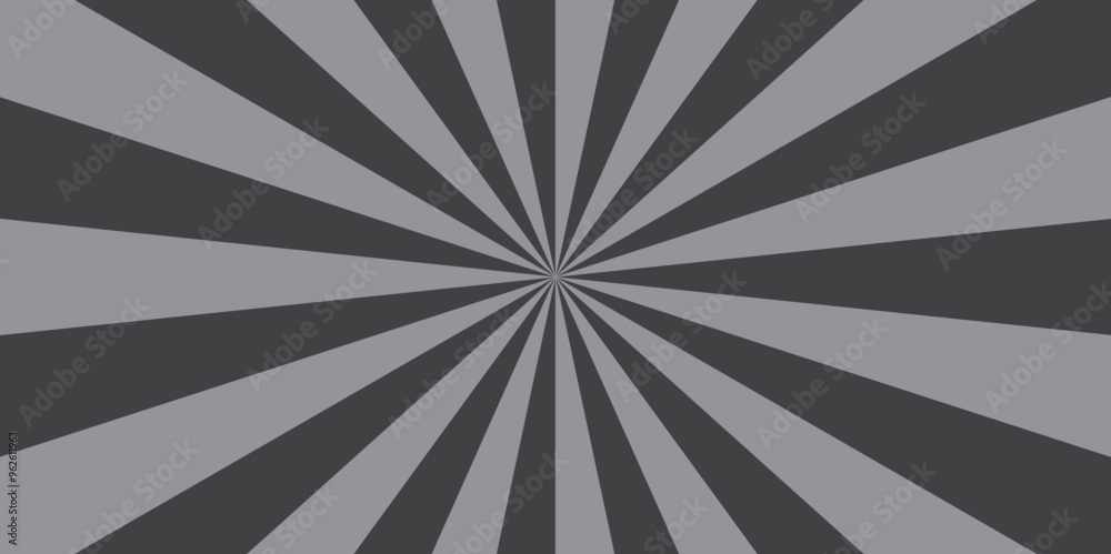 Obraz premium Sunburst beam light vintage shine and graphic summer explosion pattern. black and gray bright sunrise isolated glow striped texture background. 