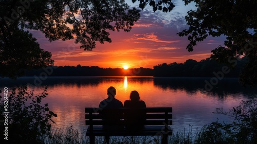 Picturesque Sunset by the Tranquil Lake