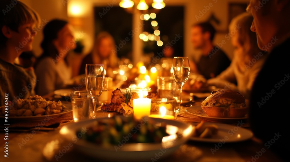 A Cozy Candlelit Dinner Gathering with Friends and Family