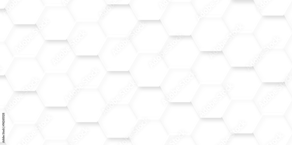 Abstract white 3d hexagon grid pattern wall geometric texture. Hexagon emboss honeycomb mosaic mesh cell and plastic hexagonal molecular structures in technology honeycomb background.
Abstract white 3d hexagon grid pattern wall geometric texture. Hexagon emboss honeycomb mosaic mesh cell and plastic hexagonal molecular structures in technology honeycomb background.