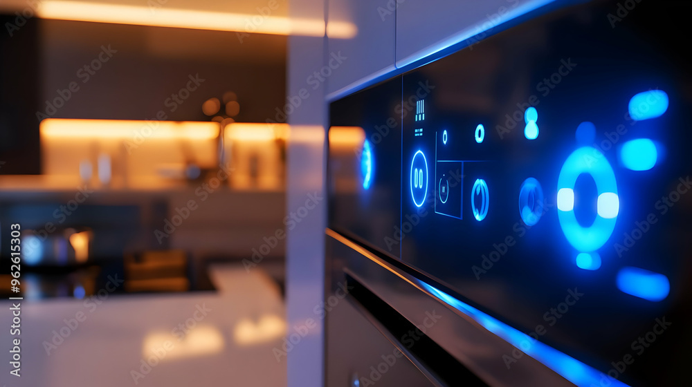 Modern Kitchen Appliance with Digital Interface - 3D Render Modern Kitchen Appliance with Digital Interface - 3D Render