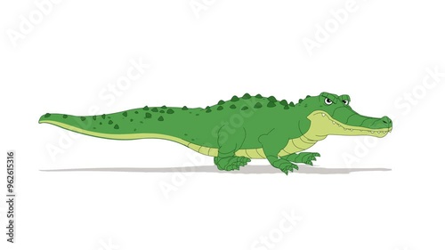 crocodile walk cycle  isolated on white background