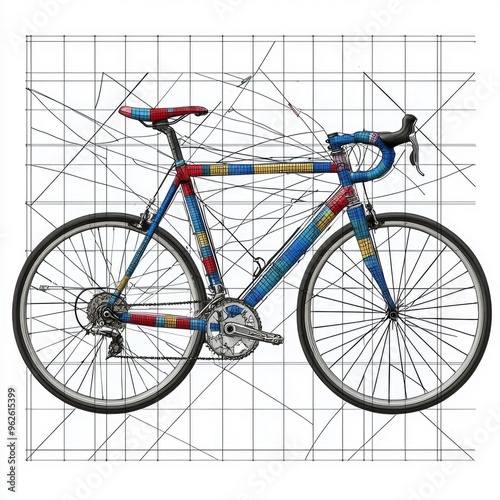 Colorful Road Bike with Geometric Design photo