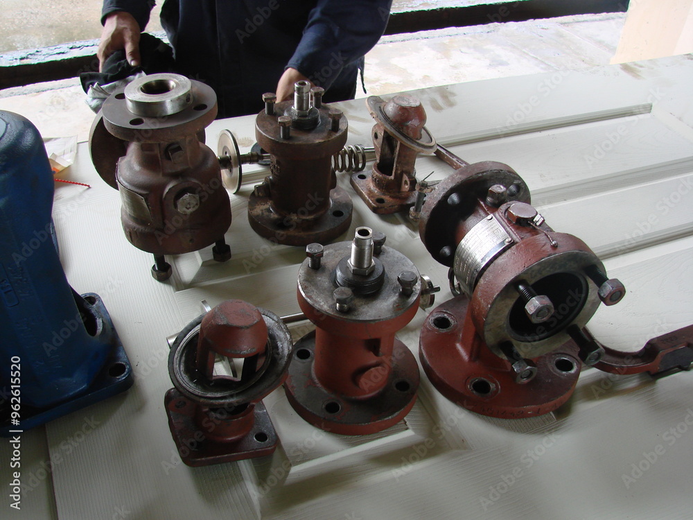 Bintulu, Malaysia - November 8, 2006: The machineries, equipment, production line, working conditions and general view of the manufacturing environment within a Medium Density Fiberboard factory and p