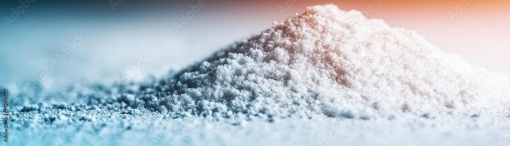 Close-up of magnesium powder dissolving in water, energy support, clean white background Close-up of magnesium powder dissolving in water, energy support, clean white background