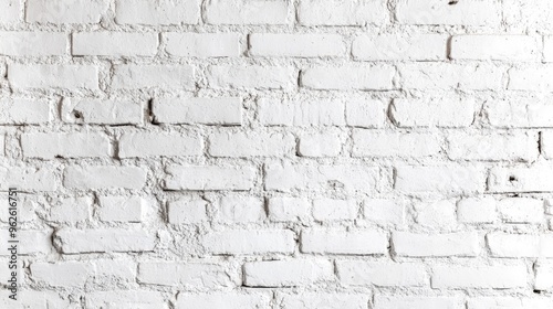 White brick wall with natural texture, perfect for backgrounds or design templates, softly lit by natural light.