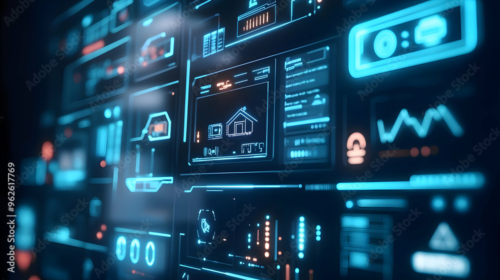 Abstract Futuristic Technology Interface Background - 3D Render Abstract Futuristic Technology Interface Background - 3D Render