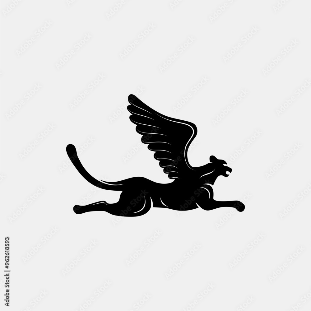 cheetah or panther silhouette logo with wings vector cheetah or panther silhouette logo with wings vector