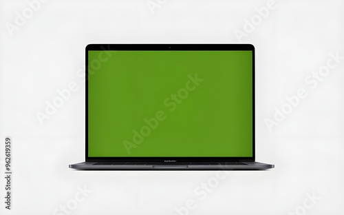 tablet PC on green screen. Macbook green display, LCD green display, mini laptop