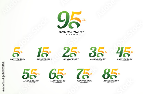 95 th Anniversary Modern Number Vector Design Collection