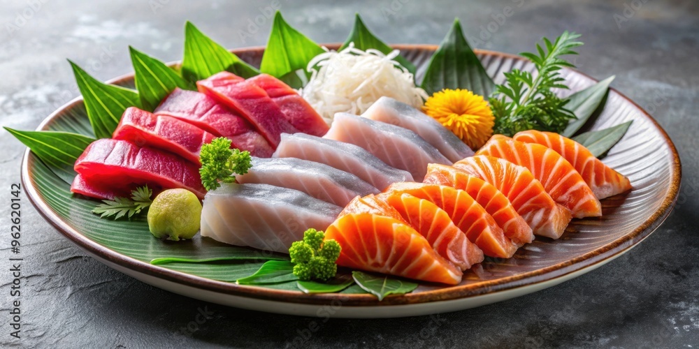 Fresh slices of raw fish traditionally served as sashimi , seafood, Japanese cuisine, raw, sushi, gourmet, Japanese food Fresh slices of raw fish traditionally served as sashimi , seafood, Japanese cuisine, raw, sushi, gourmet, Japanese food
