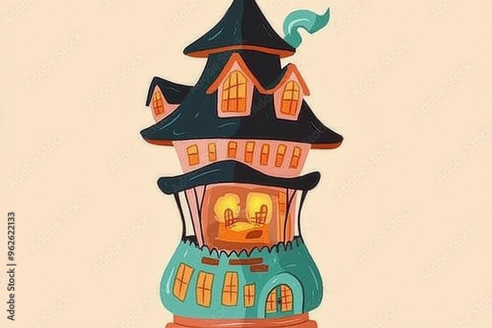 Cute Cartoon Haunted House Illustration Cute Cartoon Haunted House Illustration