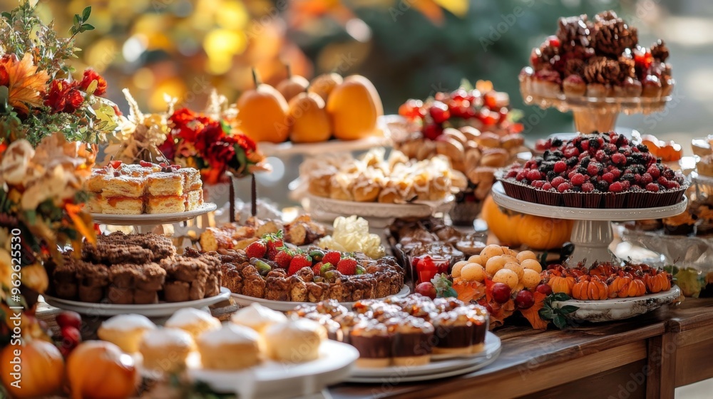A Table Spread of Autumnal Desserts and Treats A Table Spread of Autumnal Desserts and Treats