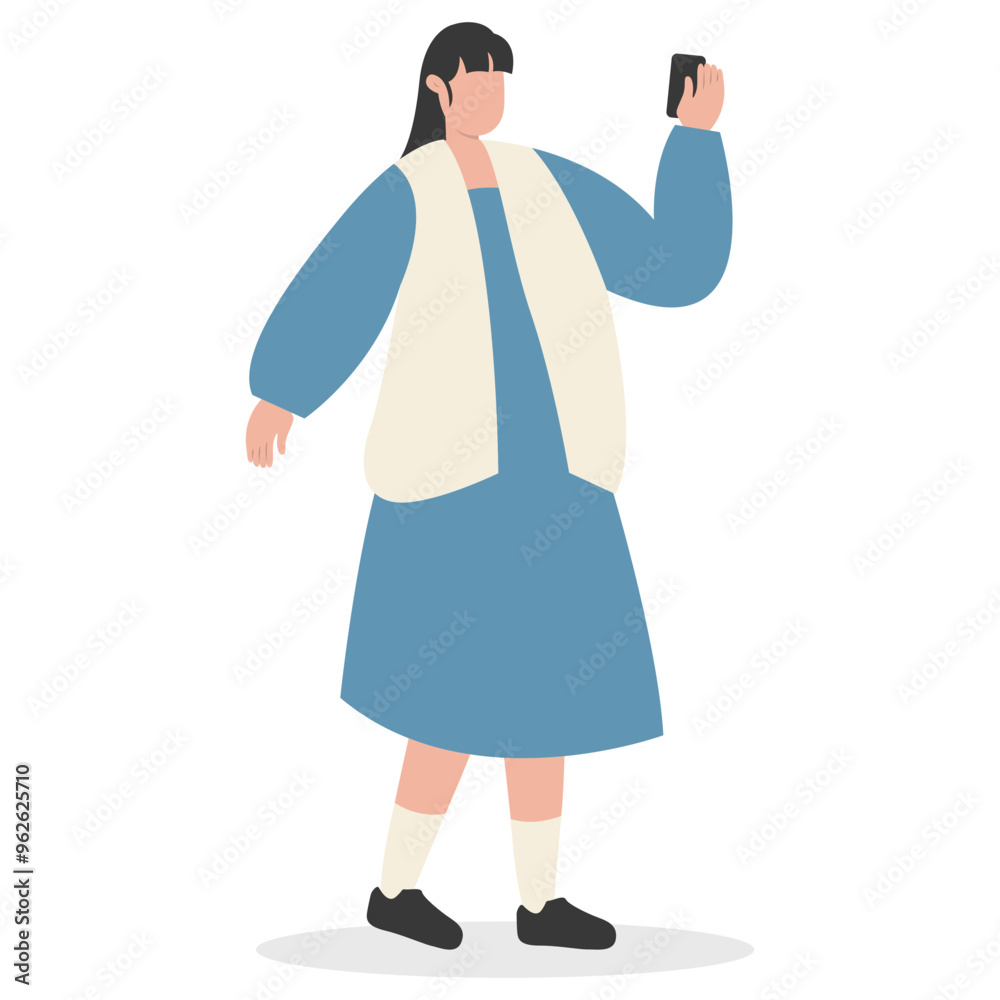 Young People with Smartphone, Isolated Vector Cartoon Character Illustration. Young People with Smartphone, Isolated Vector Cartoon Character Illustration.