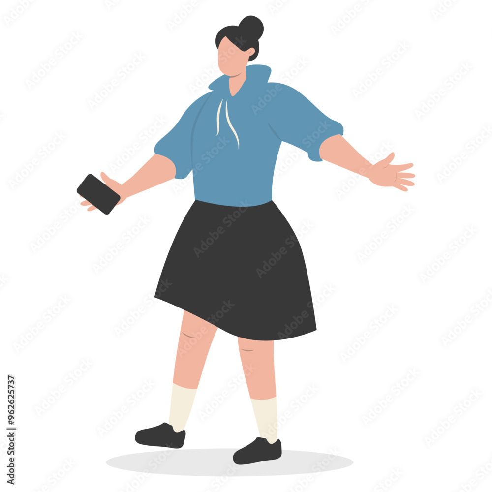 Young People with Smartphone, Isolated Vector Cartoon Character Illustration. Young People with Smartphone, Isolated Vector Cartoon Character Illustration.