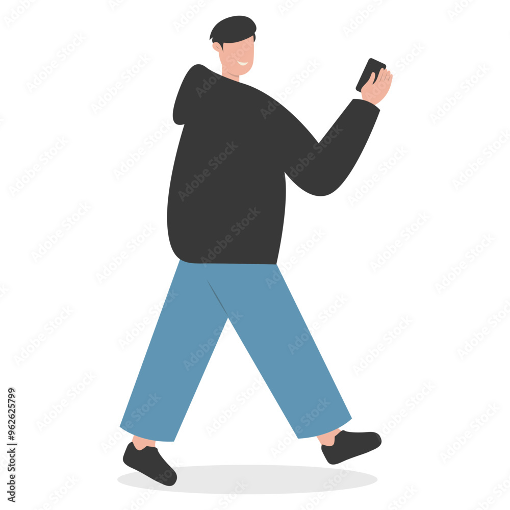 Young People with Smartphone, Isolated Vector Cartoon Character Illustration. Young People with Smartphone, Isolated Vector Cartoon Character Illustration.