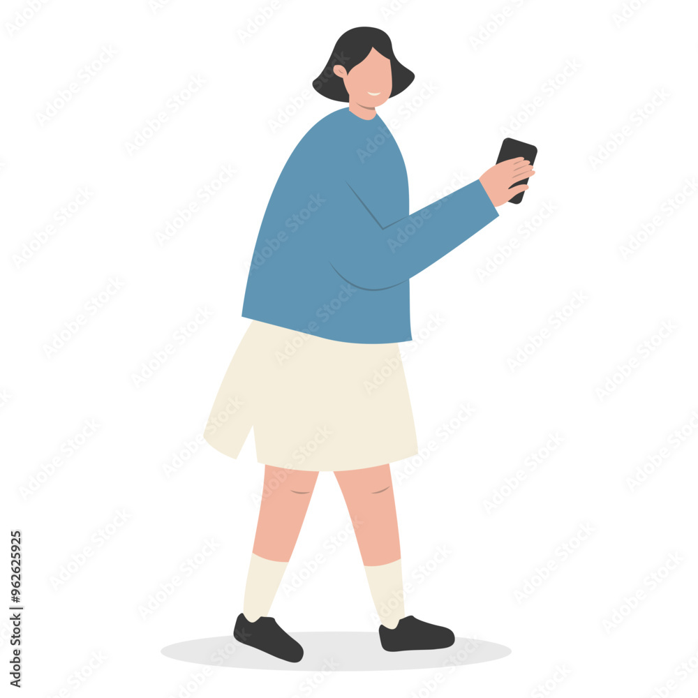 Young People with Smartphone, Isolated Vector Cartoon Character Illustration. Young People with Smartphone, Isolated Vector Cartoon Character Illustration.