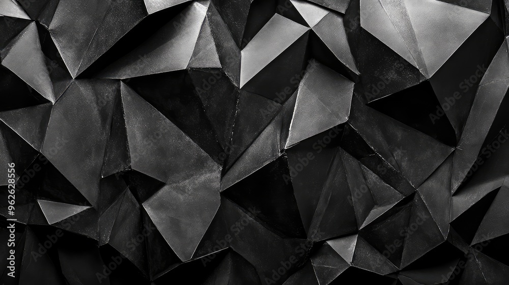 Fototapeta premium Black image with an intricate diamond pattern, where the facets catch light subtly, creating a rich, textured appearance