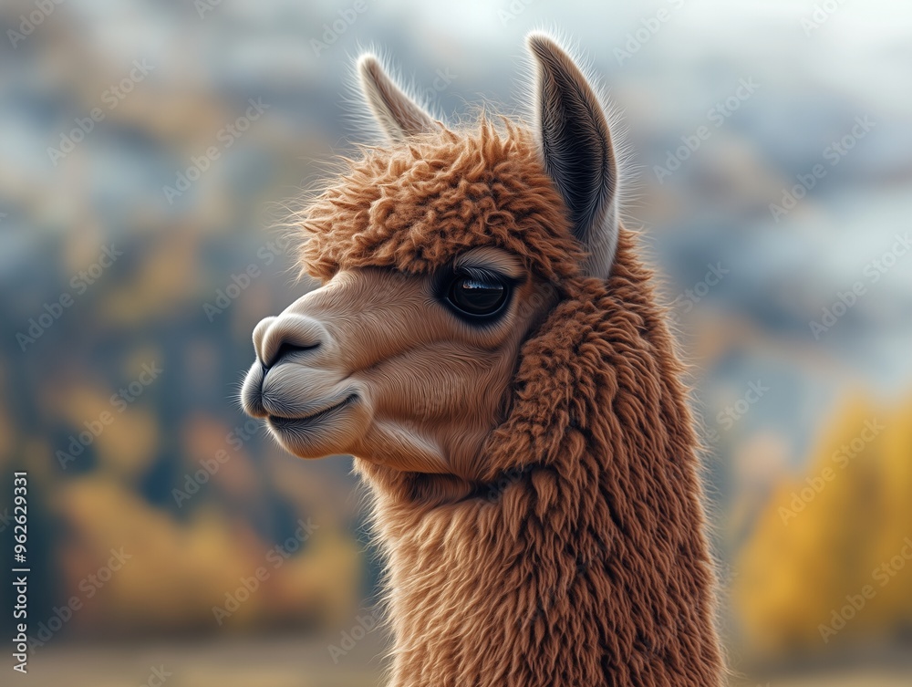 Obraz premium Alpaca, Mountain Vicugna, South American Camelid in Natural Habitat