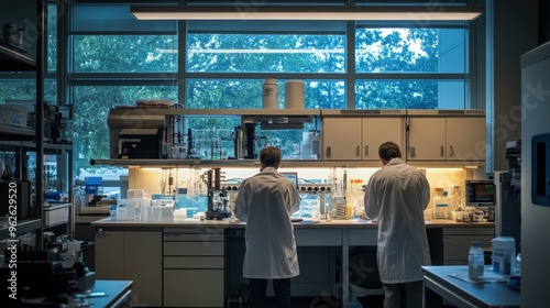 Scientists Working in a Modern Laboratory with Large Windows