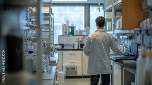 Scientist Working in a Bright and Modern Laboratory