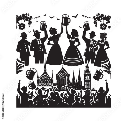 Oktoberfest black silhouette vector