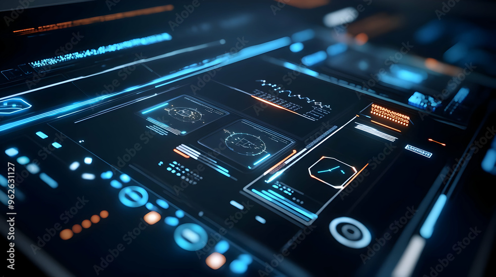 Futuristic Digital Interface - 3D Illustration Futuristic Digital Interface - 3D Illustration