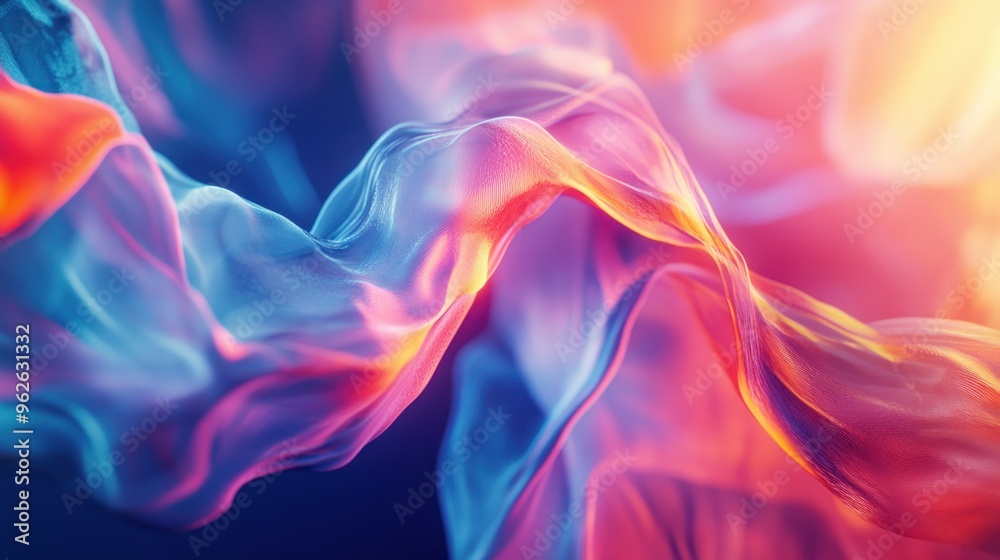 Fototapeta premium Abstract Flowing Fabric with Vibrant Color Gradient