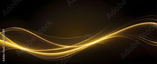 Panel kuchenny z motywem Sparkling luxury gold waves background on black background. Premium design for wallpaper, banner, poster.