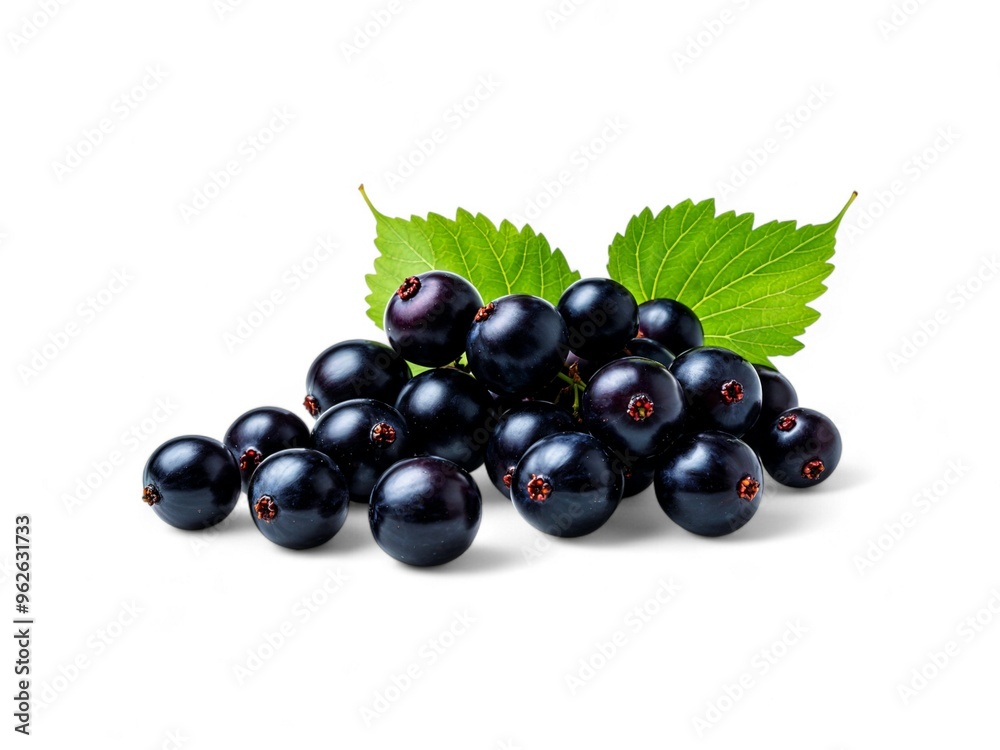 Fresh Blackcurrant fruits on white background with clipping path Fresh Blackcurrant fruits on white background with clipping path