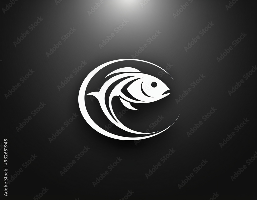 Fish silhouette logo design. icon in black and white color. Ai generated image. Fish silhouette logo design. icon in black and white color. Ai generated image.