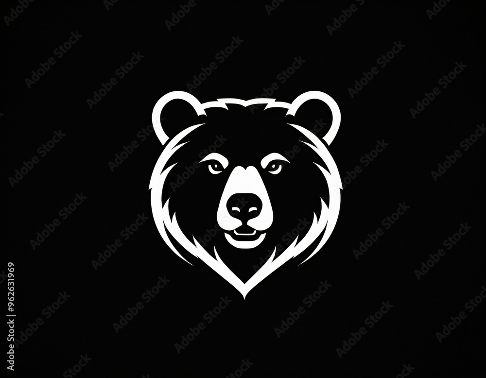 Bear head silhouette logo design. icon in black and white color. Ai generated image. Bear head silhouette logo design. icon in black and white color. Ai generated image.