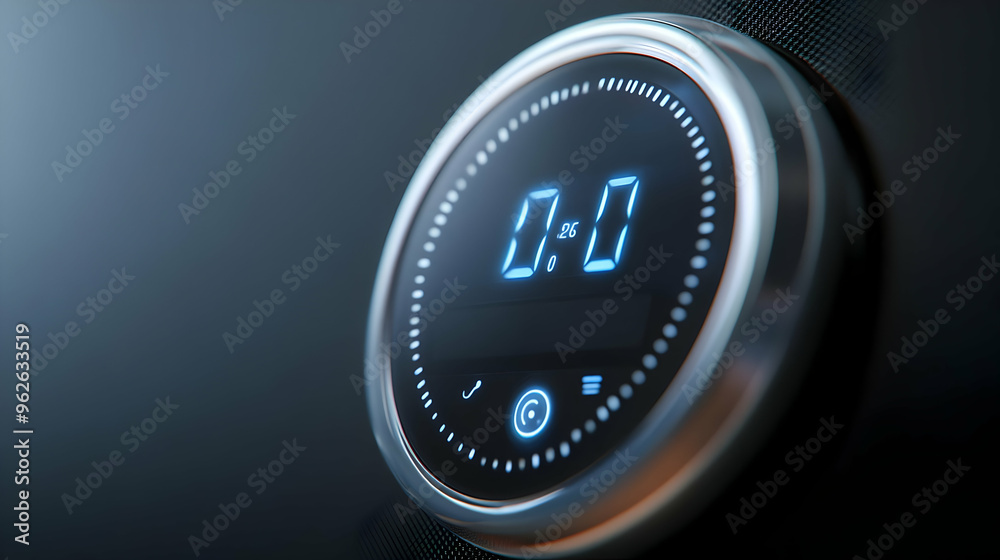 Digital Clock Display with Blue Luminous Display - 3D Illustration