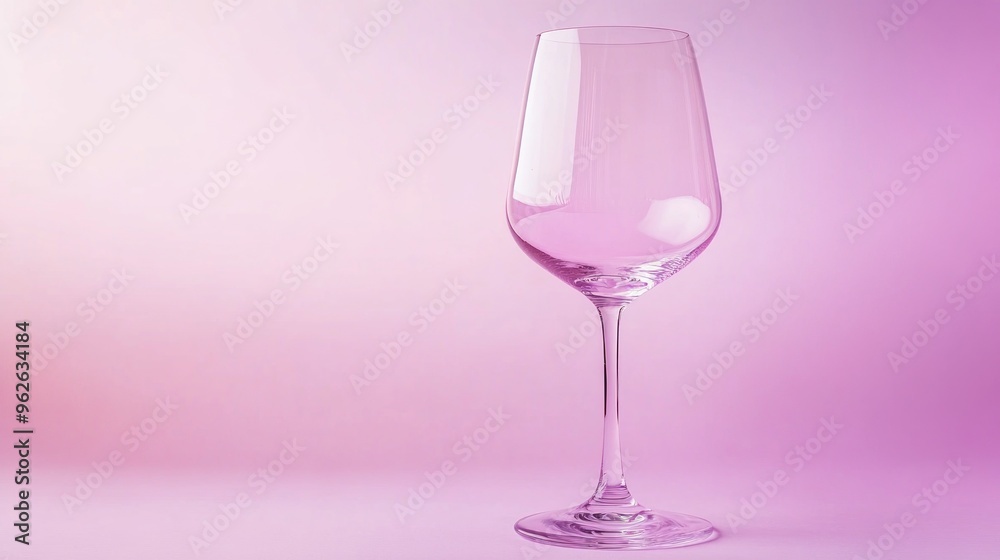 A clear glass wine glass set against a soft pink gradient background. A clear glass wine glass set against a soft pink gradient background.