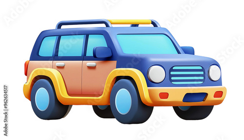  3d render cute suv car icon