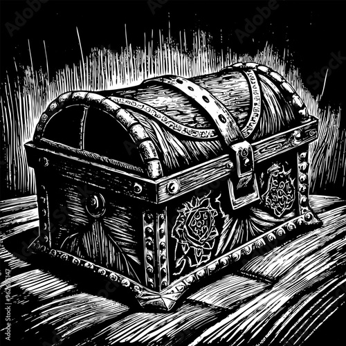 A wooden chest with a lock on it